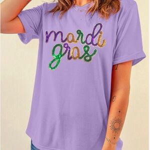 Sold Out- Relaxed Fit Purple Graphic T-Shirt with Short Sleeves